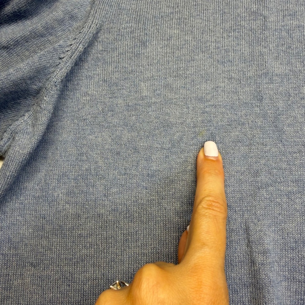 J. Hilburn Sweater Quarter Zip XL Blue Cotton Silk Cashmere Mens Luxury Pullover - Picture 10 of 11